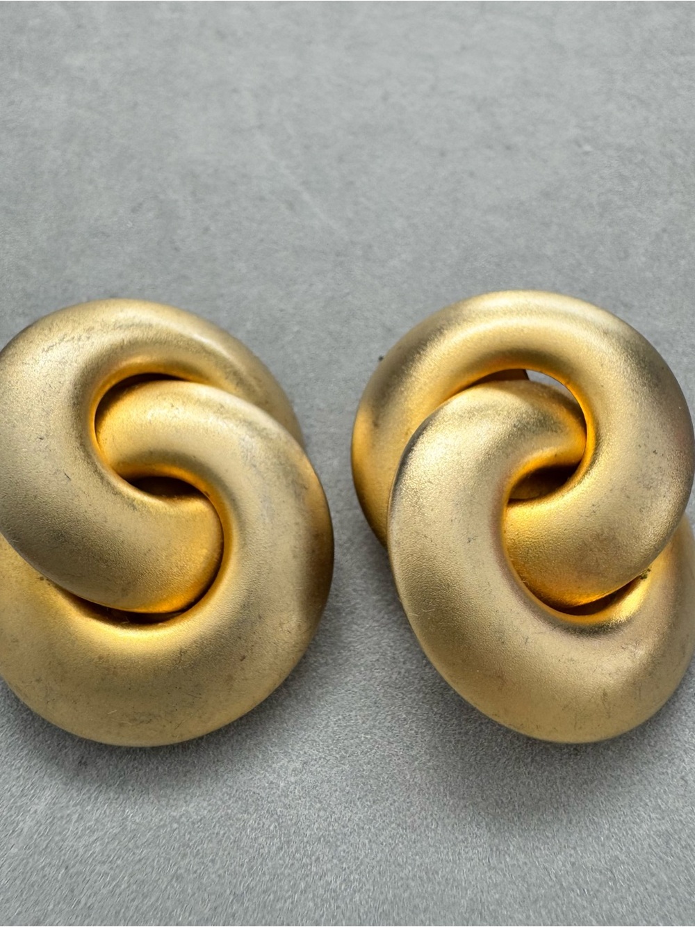Gold Knot Statement Matte-Finished Clip-On Vintage Earrings